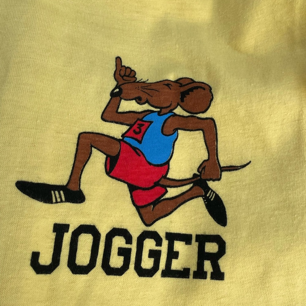 Vintage 80s rat race shirt Hawaiian crazy stitch shirt yellow single stitch